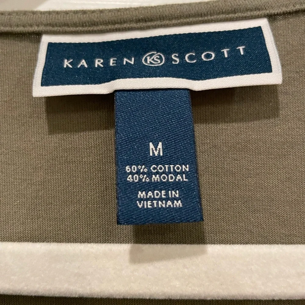 Karen Scott- Olive Green Top- Size Medium